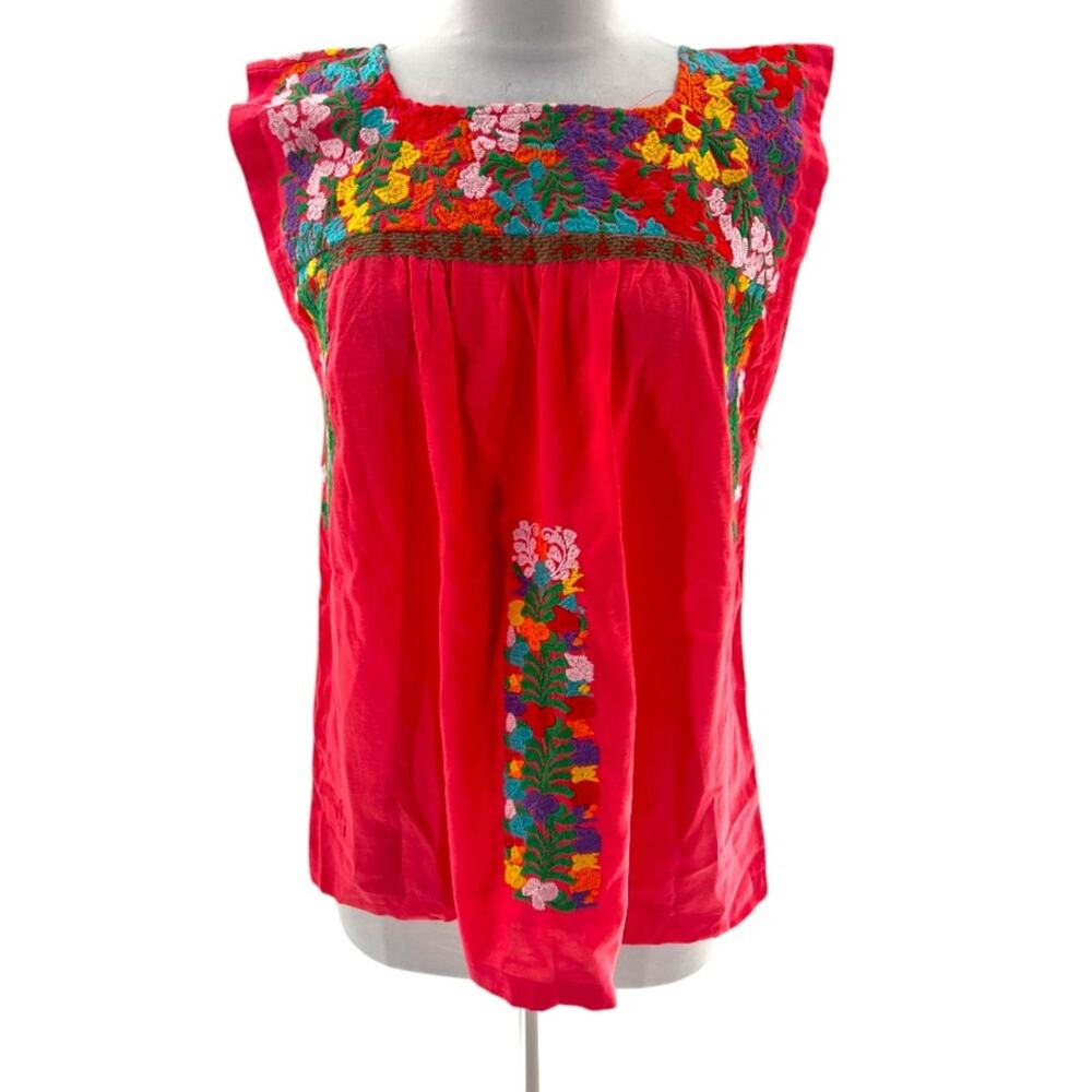 NWOT J. Marie Nicole top embroidered floral top red sz S